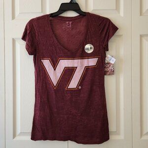 Virginia Tech Maroon Womens V-Neck T-Shirt Size Large Crazy Soft Feel By My U
